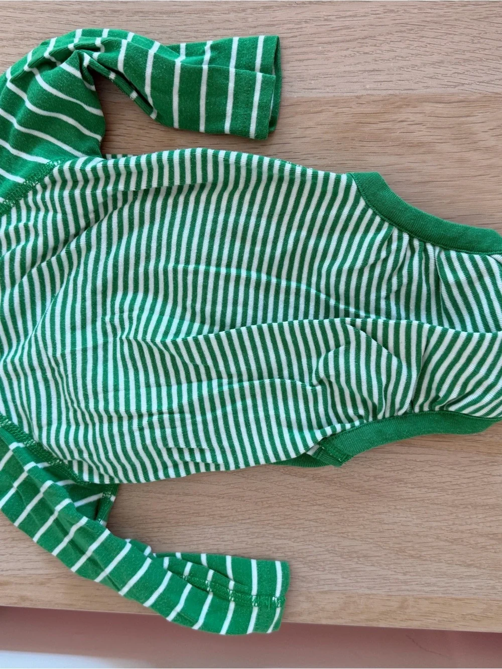 Hanna Andersson Green and White Striped Baby Long Sleeve Onesie + Pants Set 3-6M - Picture 4 of 7